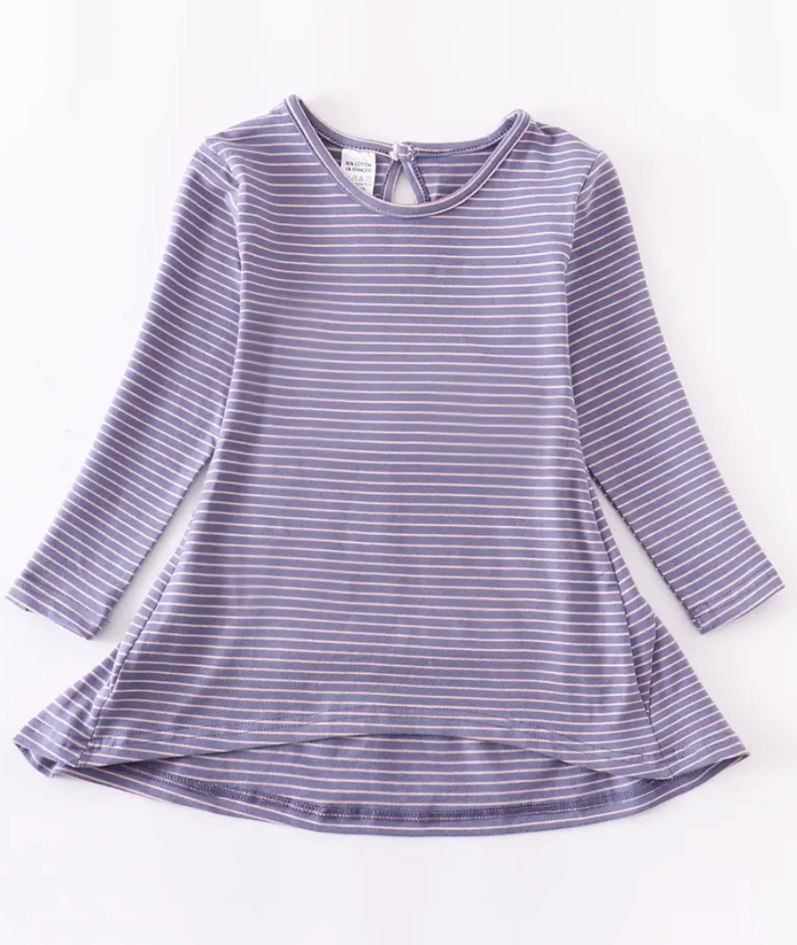 Lavender Striped Top with Bow