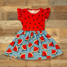 Load image into Gallery viewer, Watermelon Ruffle Sleeve Dress
